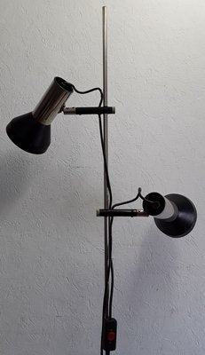 Adjustable Chrome-Plated Steel Tube 2-Light Spotlight with Black Plastic Mounting and Base, 1970s-HOI-889052