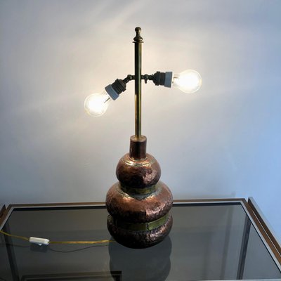 Adjustable Copper & Brass Table Lamp, Italy, 1970s-LYQ-1171778