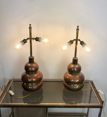 Adjustable Copper & Brass Table Lamp, Italy, 1970s-LYQ-1171778