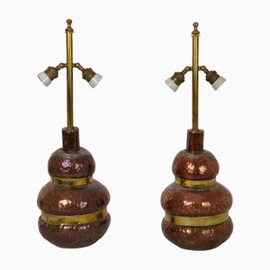 Adjustable Copper & Brass Table Lamp, Italy, 1970s-LYQ-1171778