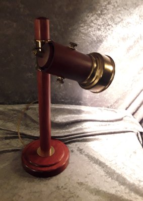 Adjustable Desk Lamp in Mahogany and Brass, 1980s-HOI-1764773