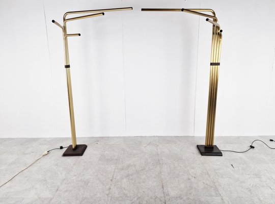 Adjustable Floor Lamps in Brass attributed to Goffredo Reggiani, Italy, 1970s, Set of 2-IRH-1396125