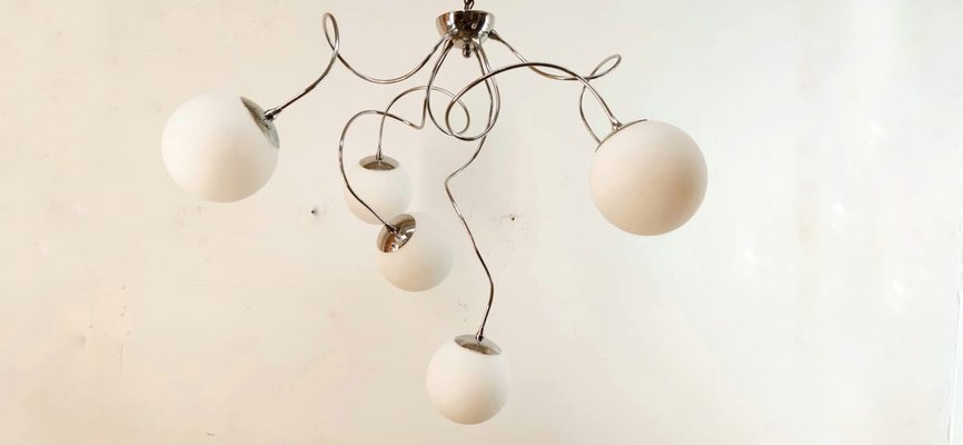 Adjustable Hanging Lamp with White Sphere Glass-QLH-1768338