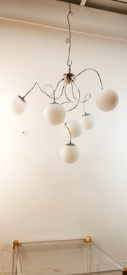 Adjustable Hanging Lamp with White Sphere Glass-QLH-1768338