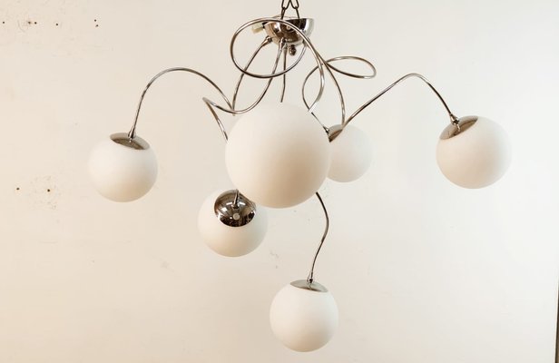 Adjustable Hanging Lamp with White Sphere Glass-QLH-1768338