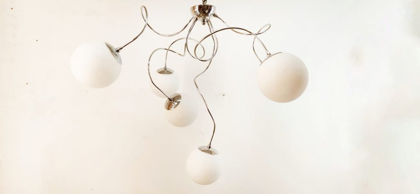 Adjustable Hanging Lamp with White Sphere Glass-QLH-1768338