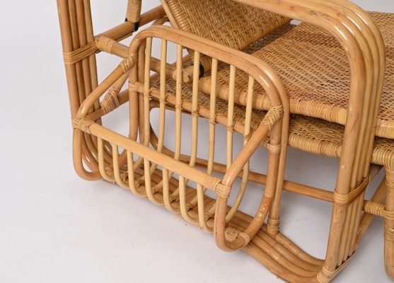 Adjustable Lounge Chair in Woven Wicker and Rattan, Italy, 1970s-JDR-1815896