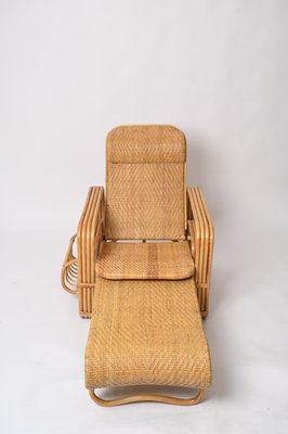 Adjustable Lounge Chair in Woven Wicker and Rattan, Italy, 1970s-JDR-1815896