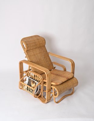 Adjustable Lounge Chair in Woven Wicker and Rattan, Italy, 1970s-JDR-1815896