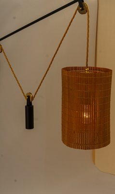 Adjustable Original Wicker Shade Wall Lights by Rupert Nikoll, 1950s, Set of 2-SPD-1811200