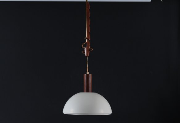 Adjustable Rosewood Pendant Light with Metal Shade by Svend Aage Holm Sørensen, 1960s-QQ-1388797