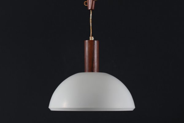 Adjustable Rosewood Pendant Light with Metal Shade by Svend Aage Holm Sørensen, 1960s-QQ-1388797