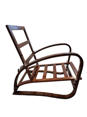 Adjustable Walnut Bentwood H-70 Lounge Chair attributed to Jindrich Halabala, 1930s-SAK-1772451