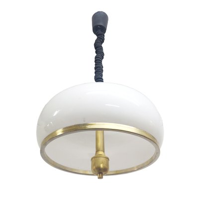 Adjustable White Opaline Glass and Golden Brass Adjustable Lamp, Italy, 1970s-CQZ-1145071