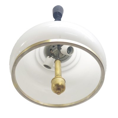 Adjustable White Opaline Glass and Golden Brass Adjustable Lamp, Italy, 1970s-CQZ-1145071