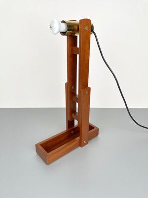 Adjustable Wood & Brass Table Lamp, Italy, 1960s-LYQ-1171367