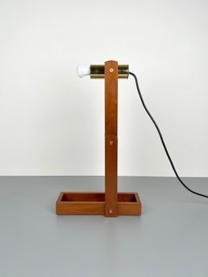 Adjustable Wood & Brass Table Lamp, Italy, 1960s-LYQ-1171367