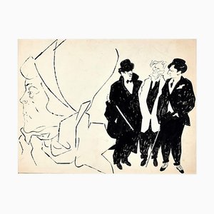 Adolf Hallman, Montmartre, China Ink Drawing, 1940s-ZCI-2025162