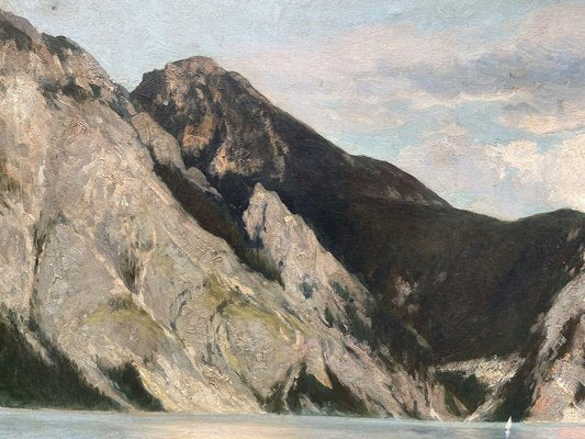 Adolf Kaufmann, Landscape with Mountain Lake, 1907, Oil Painting on Canvas, Framed-PKM-1771538