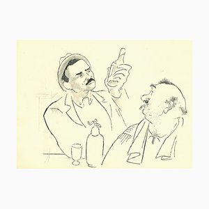 Adolf Reinhold Hallman, Drinkers in Bar, China Ink Drawing, 1956-ZCI-903110