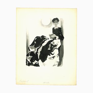 Adolf Reinhold Hallman, Lautréamont, China Ink Drawing, Mid-20th Century-ZCI-903119