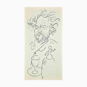 Adolf Reinhold Hallman, Portrait, Drawing in Ink & Pencil, Mid-20th Century-ZCI-1775852