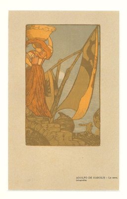 Adolfo Karol - La Sera - Original Woodcut On Paper by Adolfo Karol - 1906-ZCI-806215