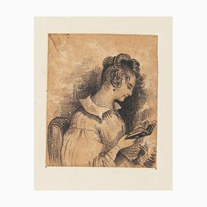 Adolphe-Félix Cals, Portrait of Woman, China Pencil on Paper, Late 19th Century-ZCI-844445