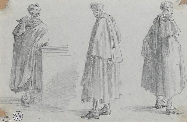 Adrien Dauzats, Studies of a Man, Original Drawing, 19th-Century-ZCI-1272499