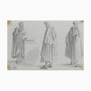 Adrien Dauzats, Studies of a Man, Original Drawing, 19th-Century-ZCI-1272499