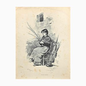 Adrien Marie, Young Peasant, Lithograph, Late 19th Century-ZCI-1760558