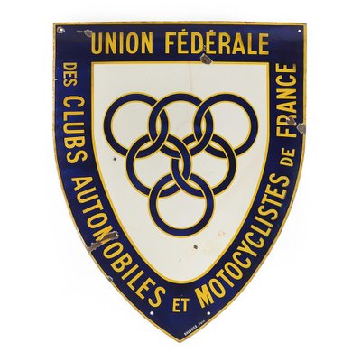 Advertising Enamel Federal Union of Car Clubs and Motorcyclists France Sign-NQ-891851