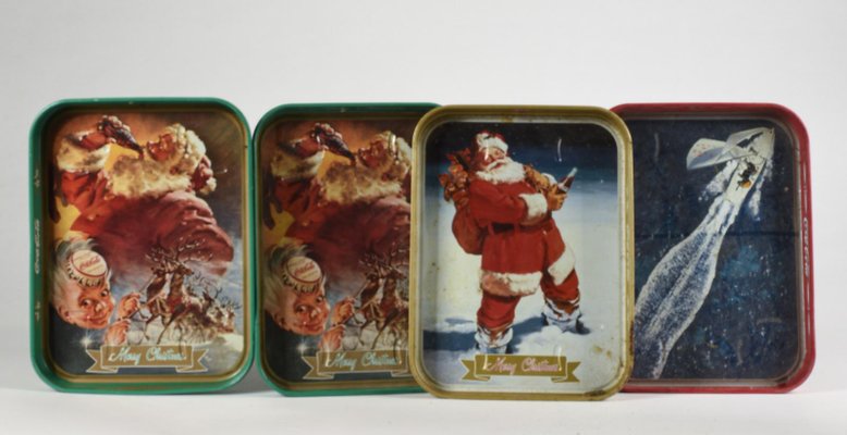 Advertising Metal Trays, Italy, 1960s, Set of 4-RAQ-988196