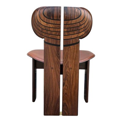 Africa ​​Dining Table and Chairs in Walnut Root & Leather by Tobia & Afra Scarpa for Maxalto, 1976, Set of 5-RPH-985326