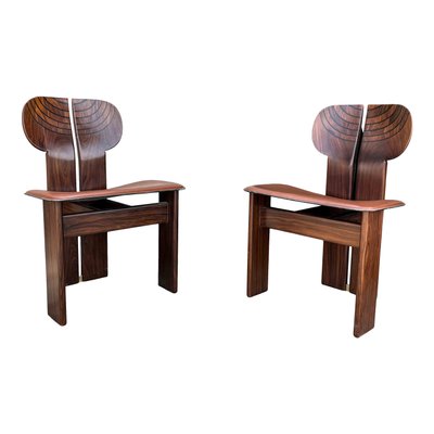 Africa ​​Dining Table and Chairs in Walnut Root & Leather by Tobia & Afra Scarpa for Maxalto, 1976, Set of 5-RPH-985326