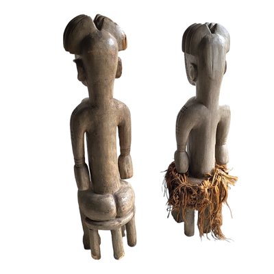 African Artist, Figures, Wood Carved Sculptures, Set of 2-TCS-1769111