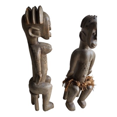 African Artist, Figures, Wood Carved Sculptures, Set of 2-TCS-1769111