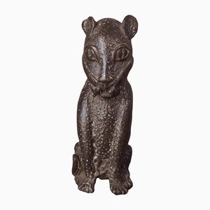 African Benin Bronze Leopard Sculpture, 20th-Century-AOI-1350942