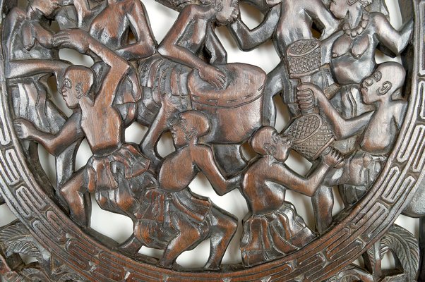 African Door in Carved Wood and Bronze-XNH-1804465