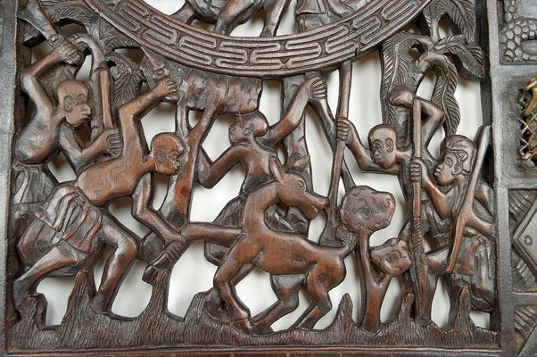 African Door in Carved Wood and Bronze-XNH-1804465