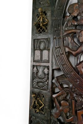 African Door in Carved Wood and Bronze-XNH-1804465