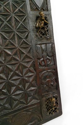 African Door in Carved Wood and Bronze-XNH-1804465