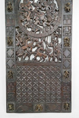 African Door in Carved Wood and Bronze-XNH-1804465