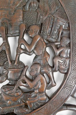 African Door in Carved Wood and Bronze-XNH-1804465