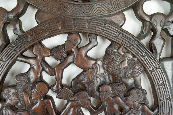 African Door in Carved Wood and Bronze-XNH-1804465