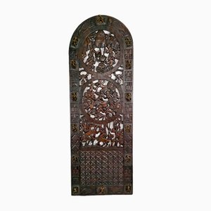 African Door in Carved Wood and Bronze-XNH-1804465