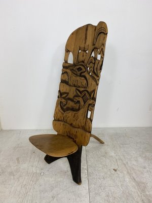 African Hand Carved Tribal Chair, 1960s-DE-842725