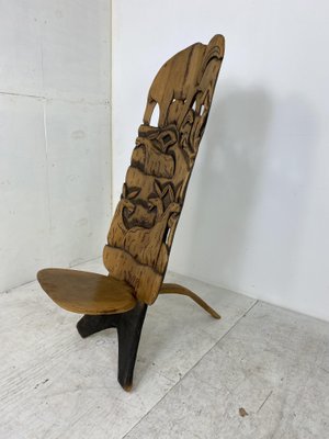 African Hand Carved Tribal Chair, 1960s-DE-842725