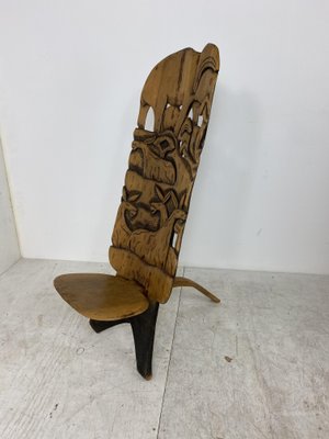 African Hand Carved Tribal Chair, 1960s-DE-842725