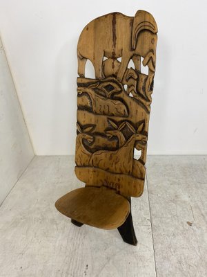 African Hand Carved Tribal Chair, 1960s-DE-842725